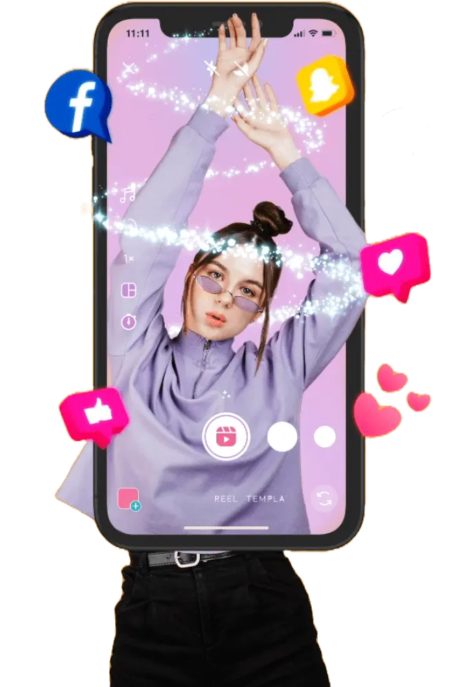 An illustration of a woman model inside her phone